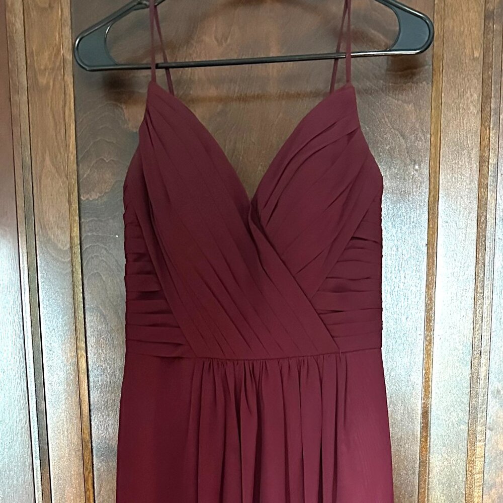 Designer Maroon Maxi Bridesmaid or Prom Dress